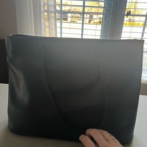 Black leather Longchamp tote